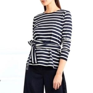 J. Crew Striped Belted Crossback Top